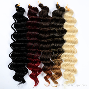 Cheap Wholesale Synthetic Deep Wave Bulk Hair Crochet Braiding 20inch Synthetic Weave Hair For Black Women